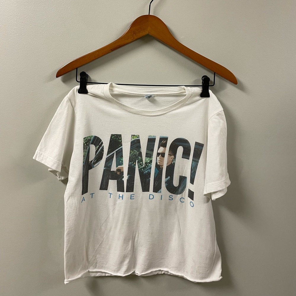 White Panic! At The Disco Cropped Graphic Tee